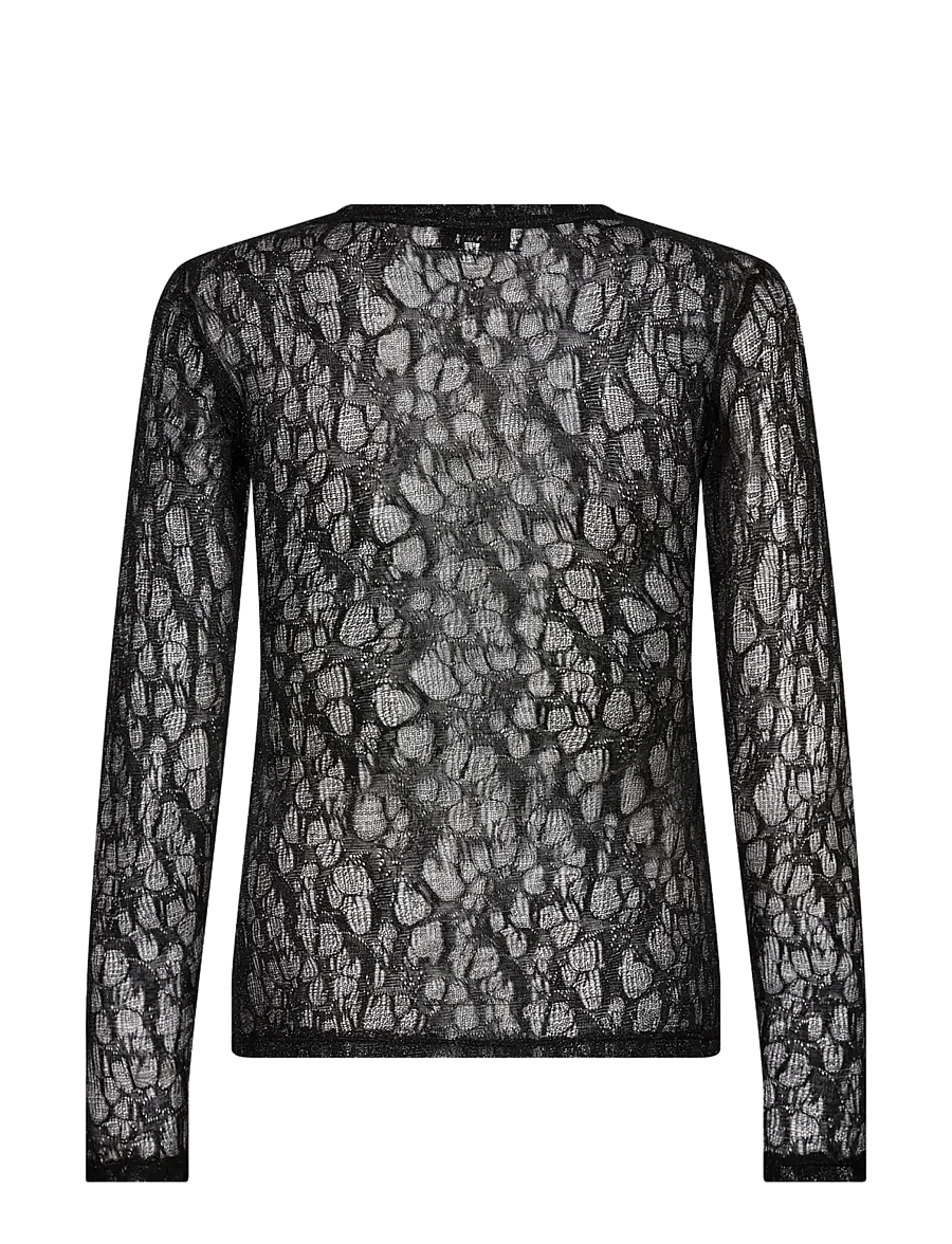 Levete Room - LR-URINA - long sleeved blouses - 9999 black combi - 2