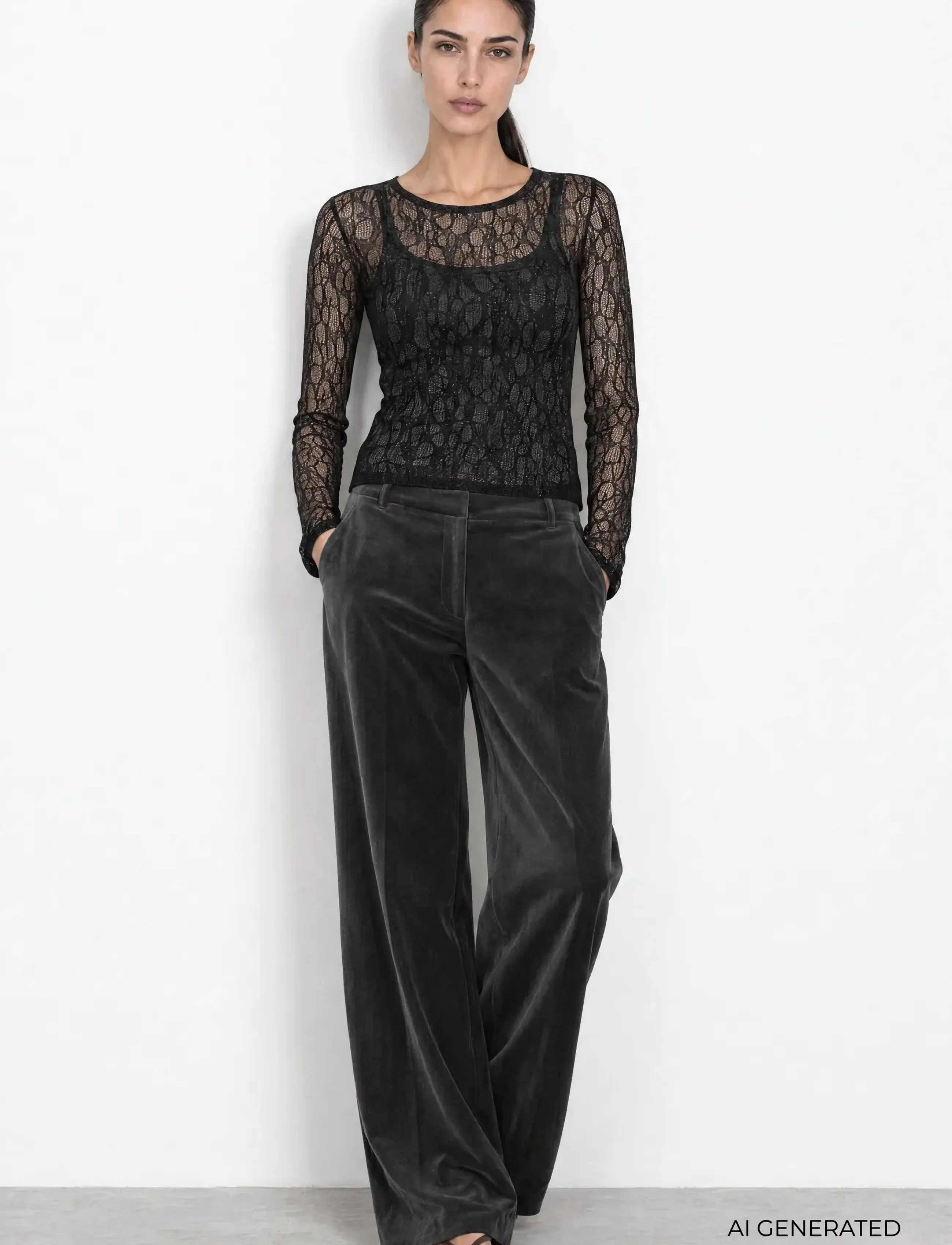Levete Room - LR-URINA - long sleeved blouses - 9999 black combi - 3