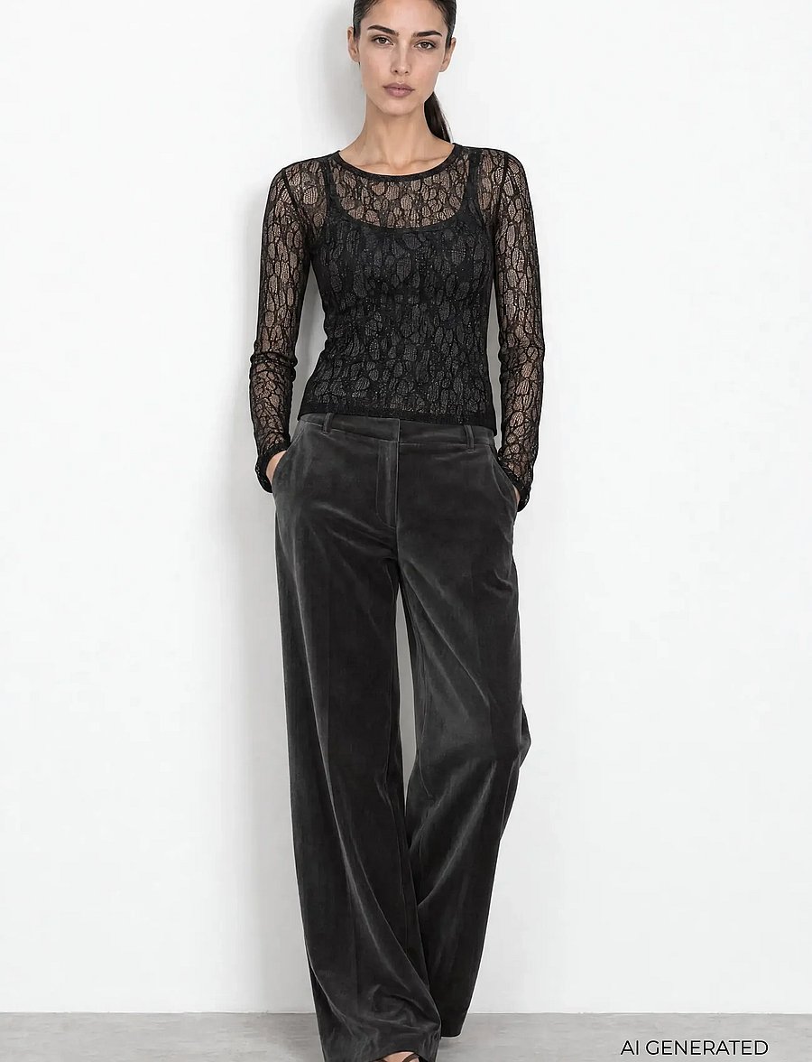 Levete Room - LR-URINA - long sleeved blouses - 9999 black combi - 3