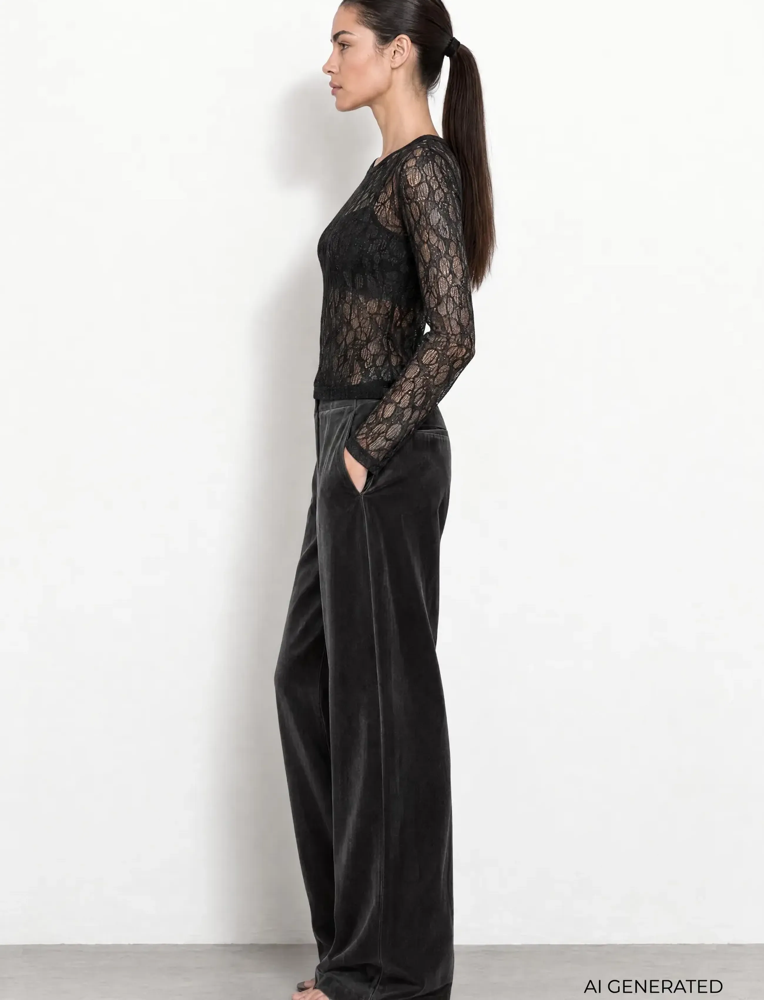 Levete Room - LR-URINA - long sleeved blouses - 9999 black combi - 4