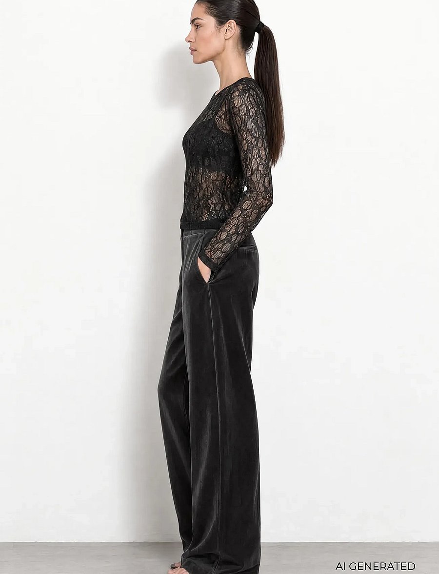 Levete Room - LR-URINA - long sleeved blouses - 9999 black combi - 4