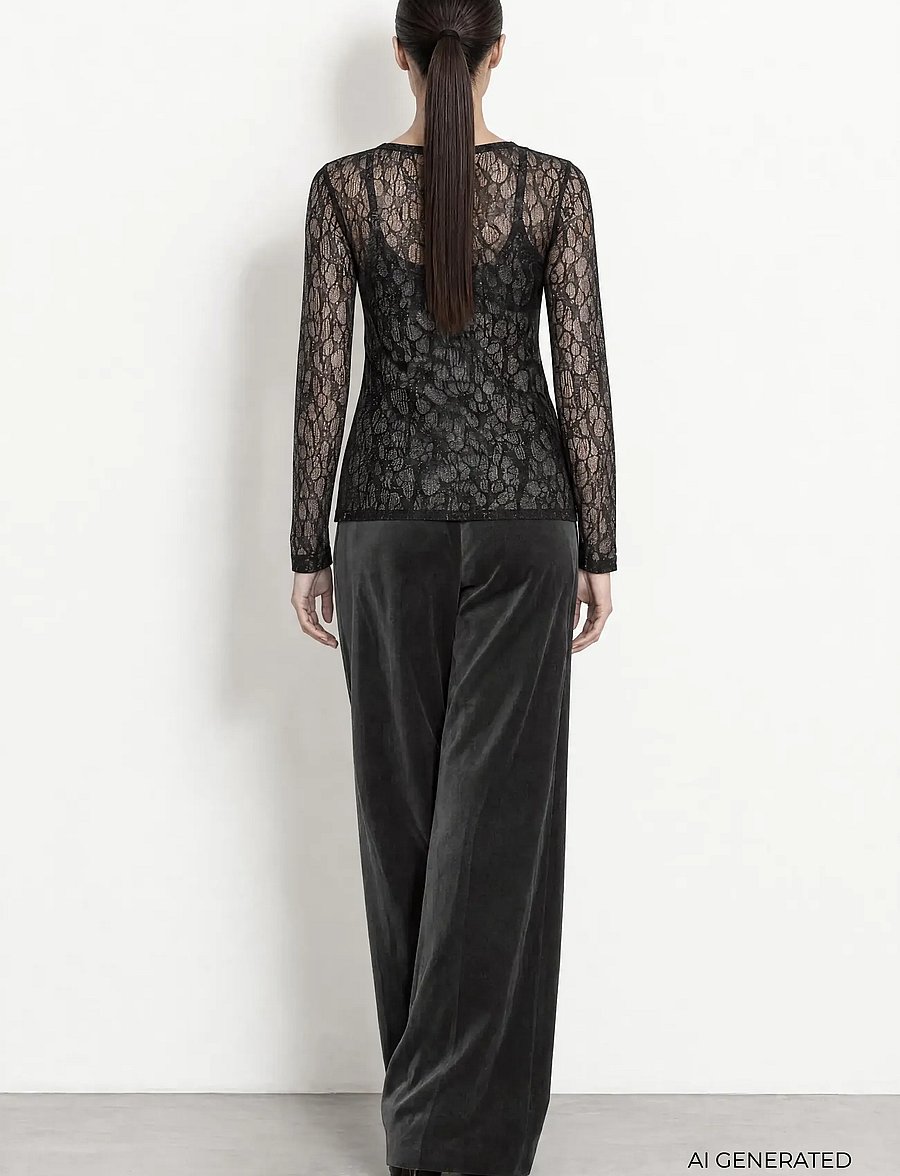 Levete Room - LR-URINA - long sleeved blouses - 9999 black combi - 5