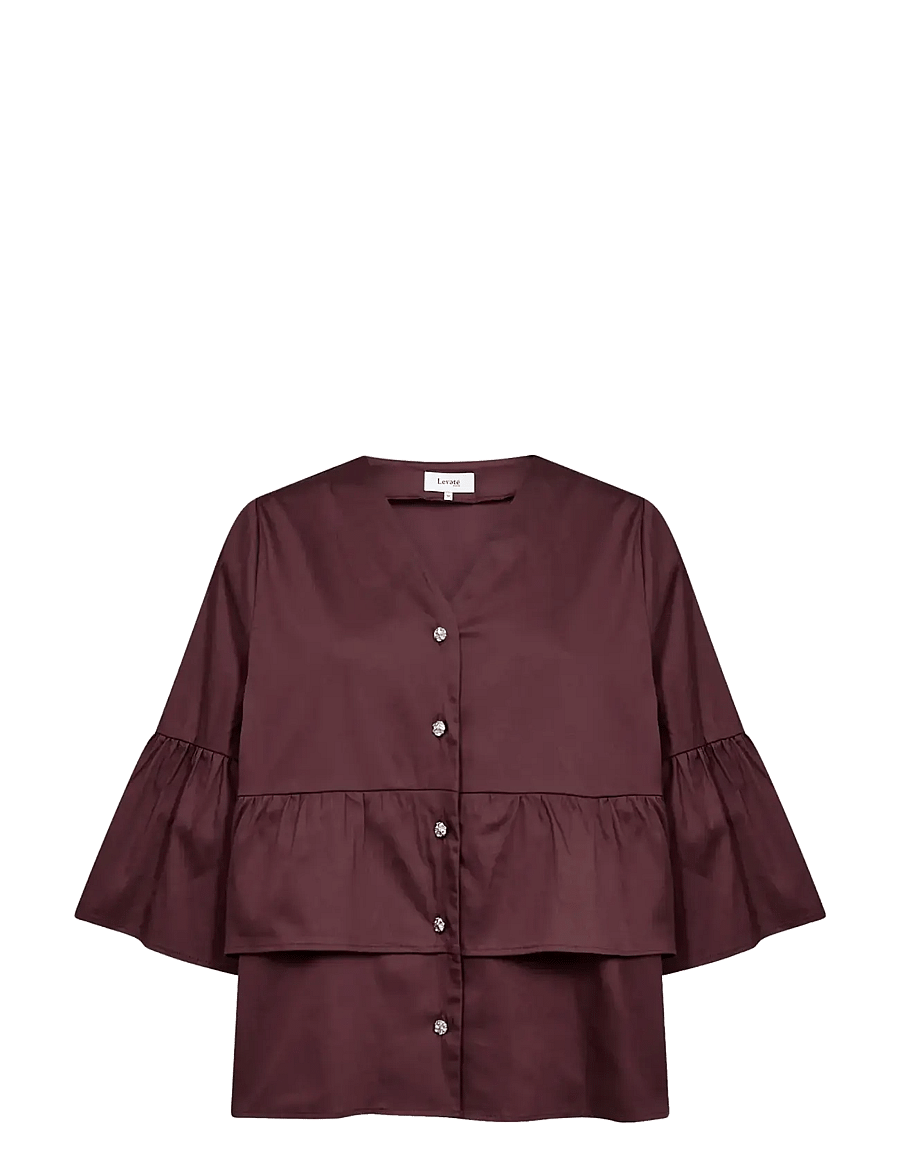 Levete Room - LR-ISLA SOLID - short-sleeved shirts - 4093 sassafras - 1