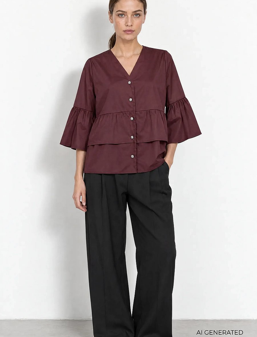 Levete Room - LR-ISLA SOLID - short-sleeved shirts - 4093 sassafras - 0