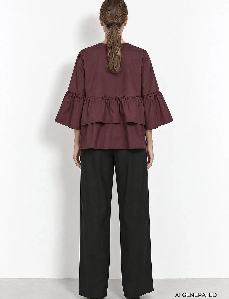Levete Room - LR-ISLA SOLID - short-sleeved shirts - 4093 sassafras - 3