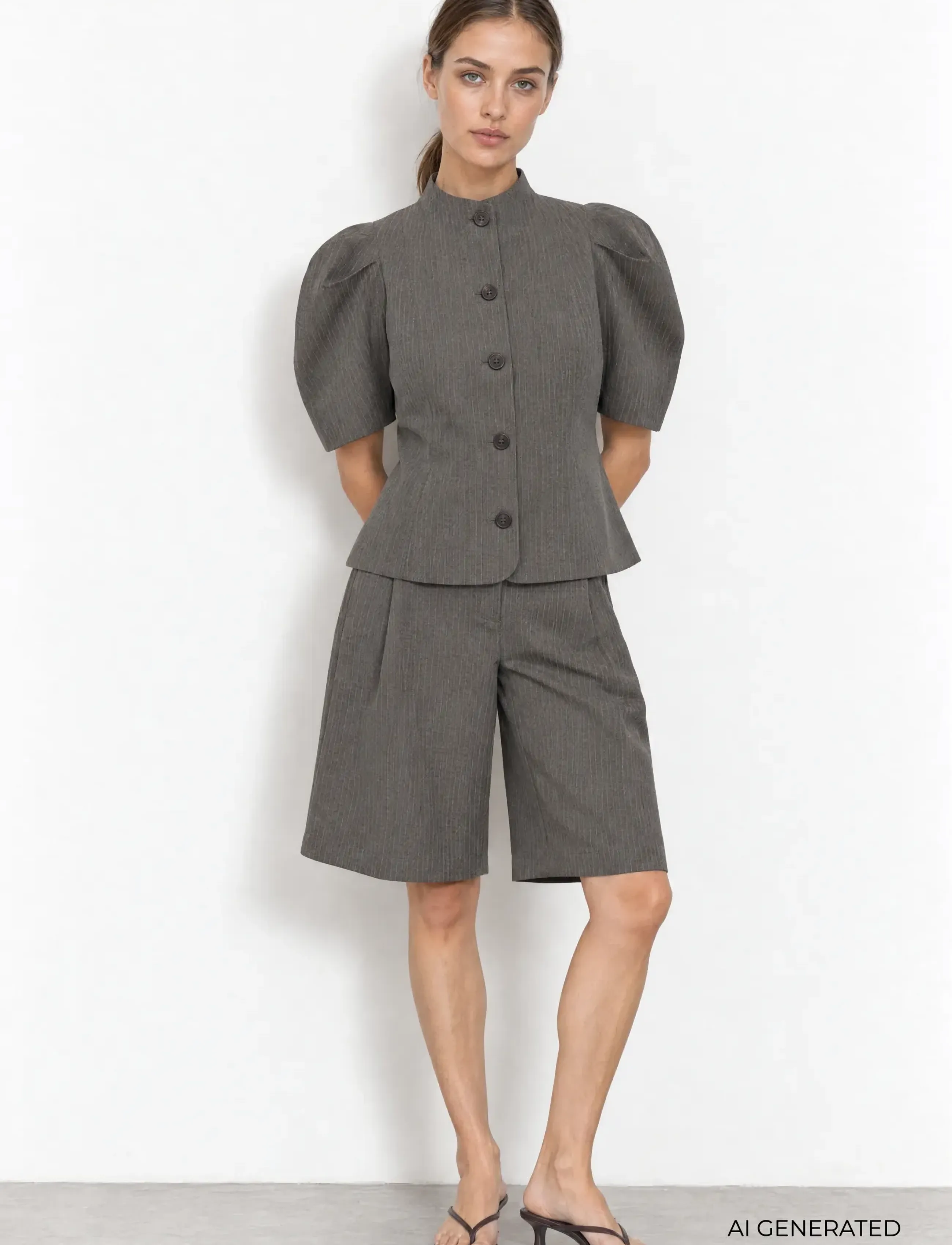 Levete Room - LR-UNITY - bermudashorts - 99906c - dark grey mel. combi - 0
