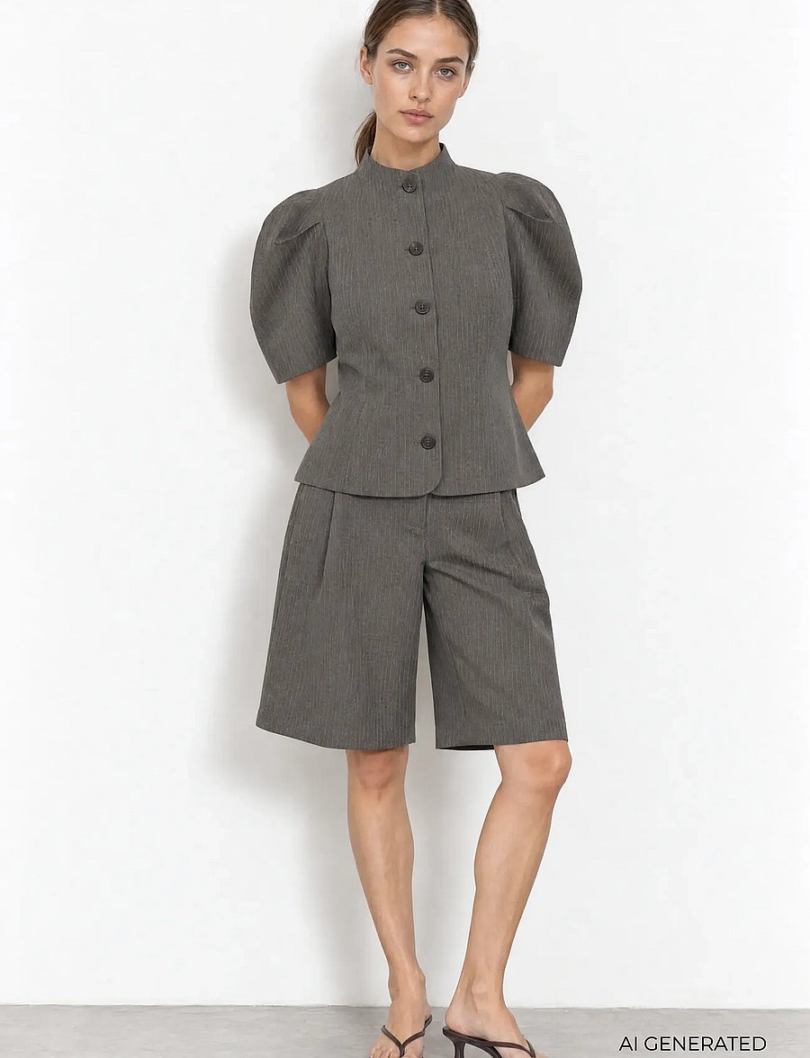 Levete Room - LR-UNITY - bermudashorts - 99906c - dark grey mel. combi - 0