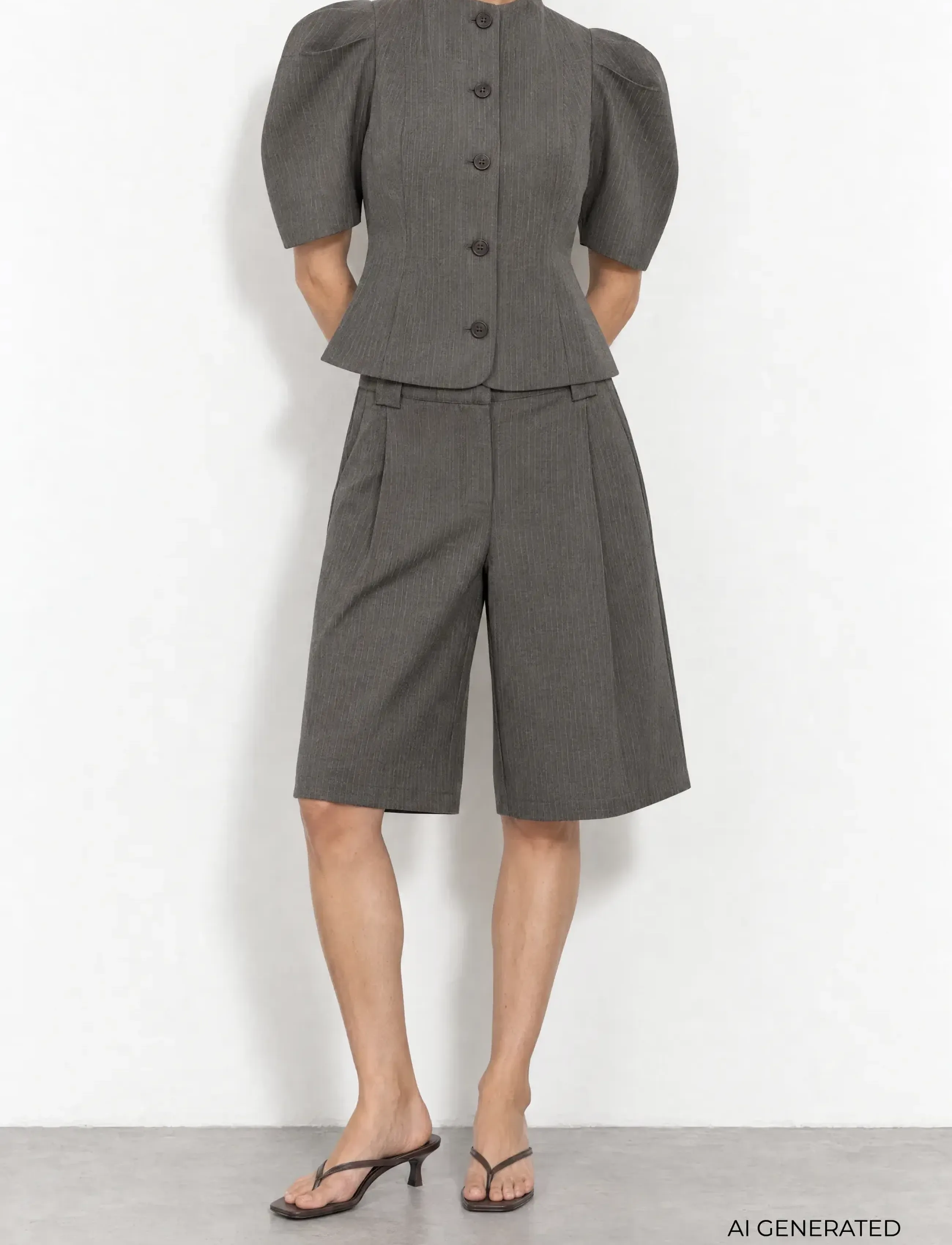 Levete Room - LR-UNITY - bermudashorts - 99906c - dark grey mel. combi - 3