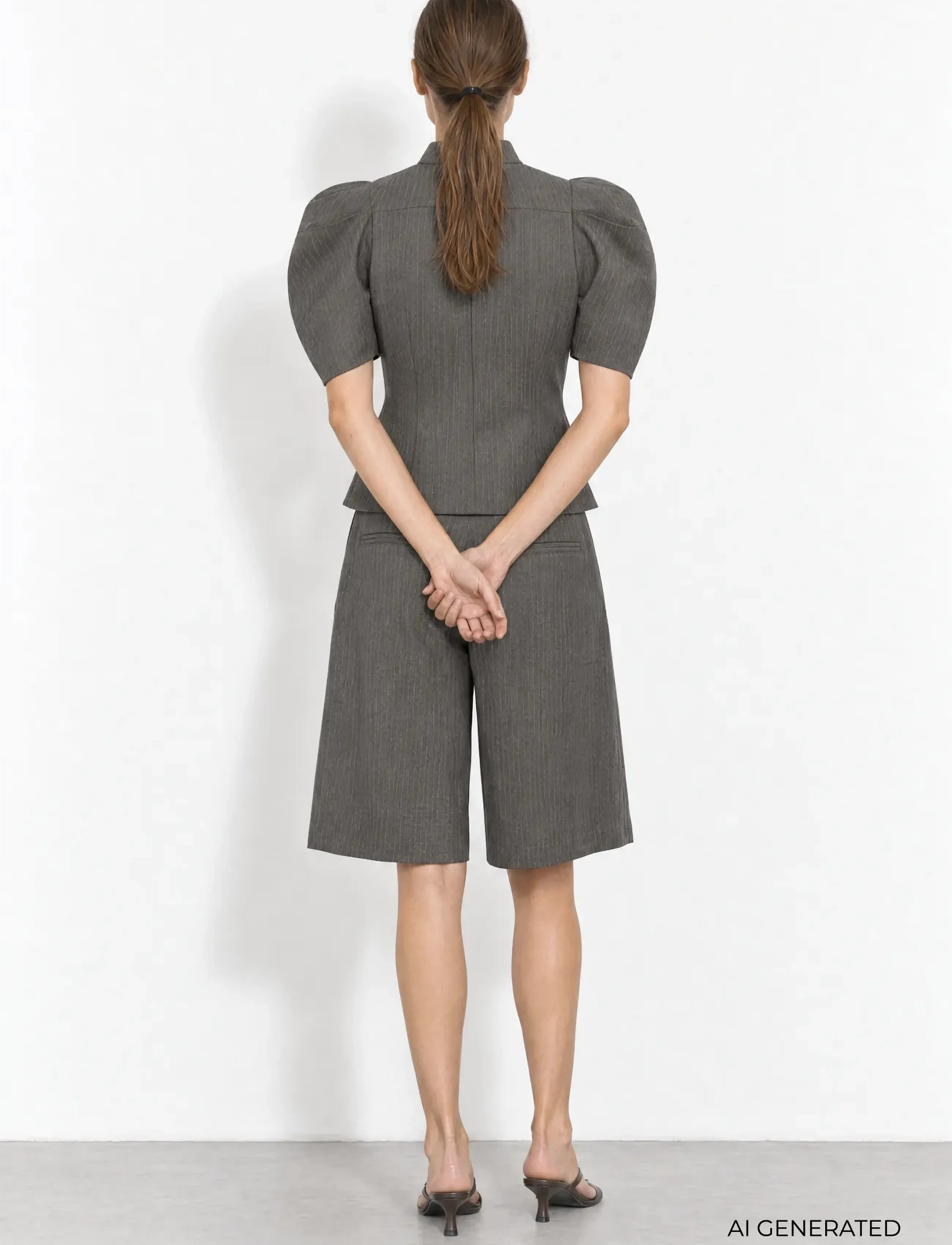 Levete Room - LR-UNITY - bermudashorts - 99906c - dark grey mel. combi - 4