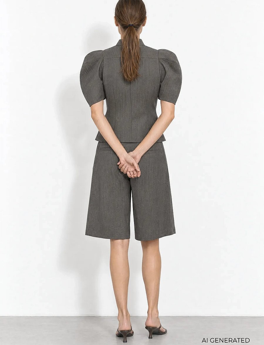 Levete Room - LR-UNITY - bermudashorts - 99906c - dark grey mel. combi - 4