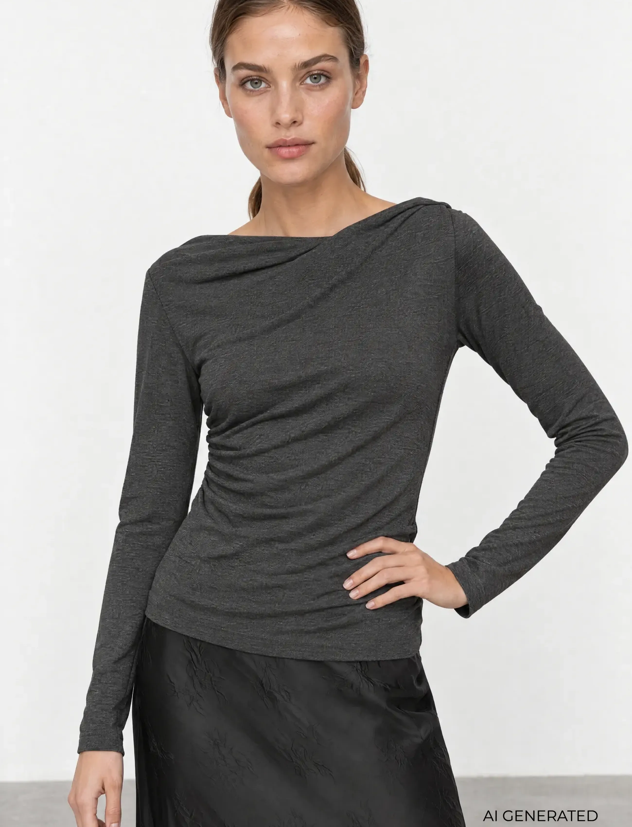 Levete Room - LR-UNICO - langærmede toppe - 99906 - dark grey mel. - 0