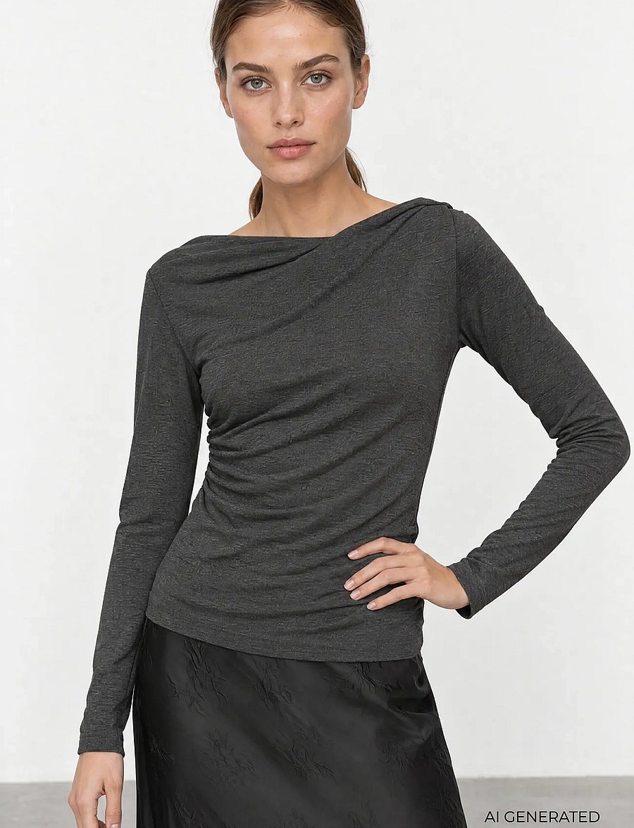 Levete Room - LR-UNICO - langærmede toppe - 99906 - dark grey mel. - 0