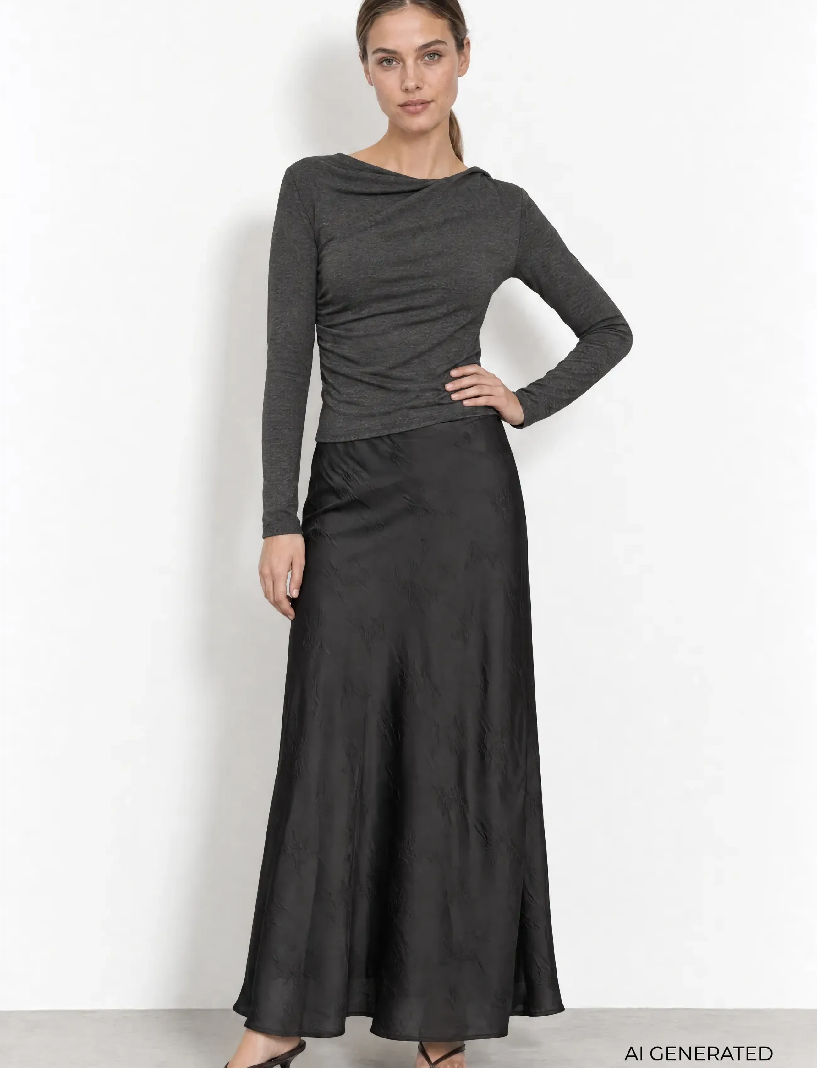 Levete Room - LR-UNICO - langærmede toppe - 99906 - dark grey mel. - 3
