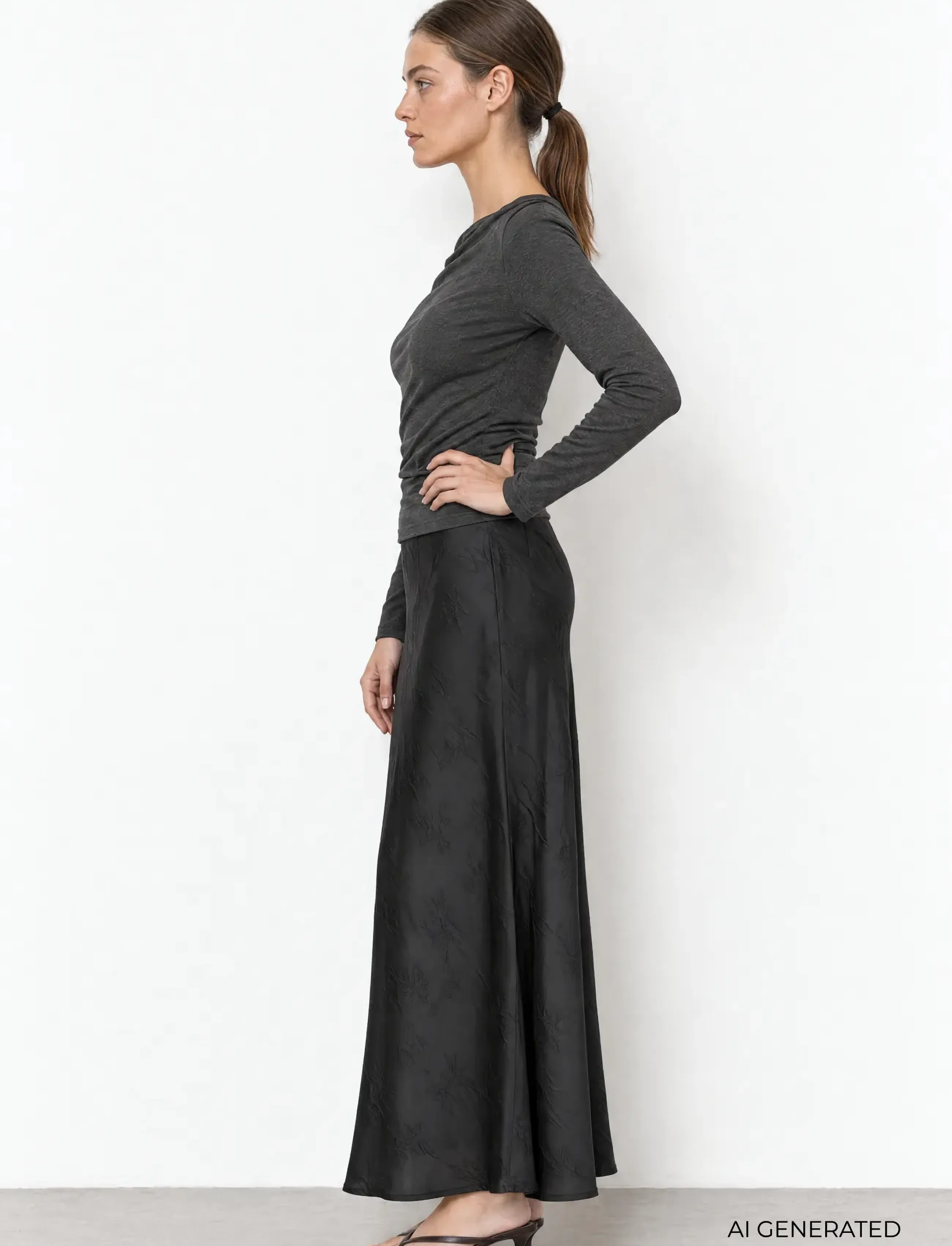 Levete Room - LR-UNICO - langærmede toppe - 99906 - dark grey mel. - 4