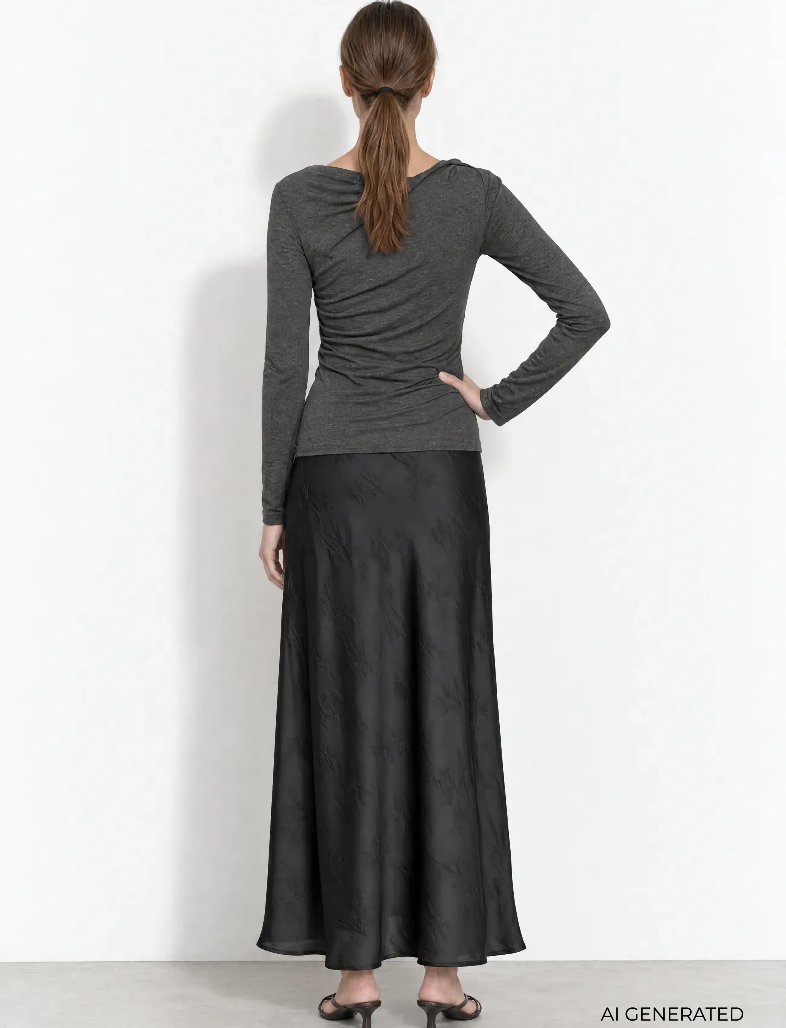 Levete Room - LR-UNICO - langærmede toppe - 99906 - dark grey mel. - 5