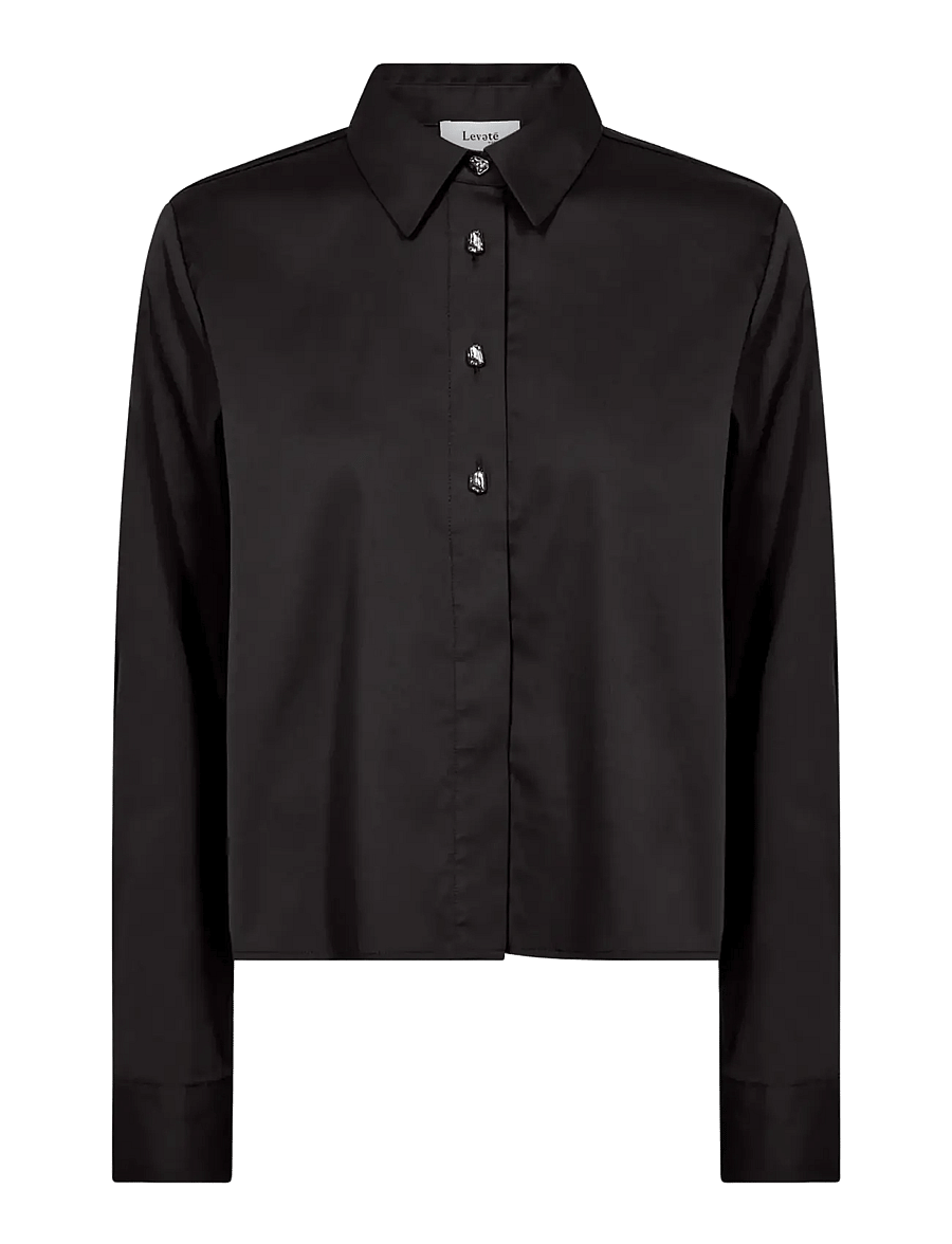 Levete Room - LR-ISLA SOLID - long-sleeved shirts - 9999 black - 1