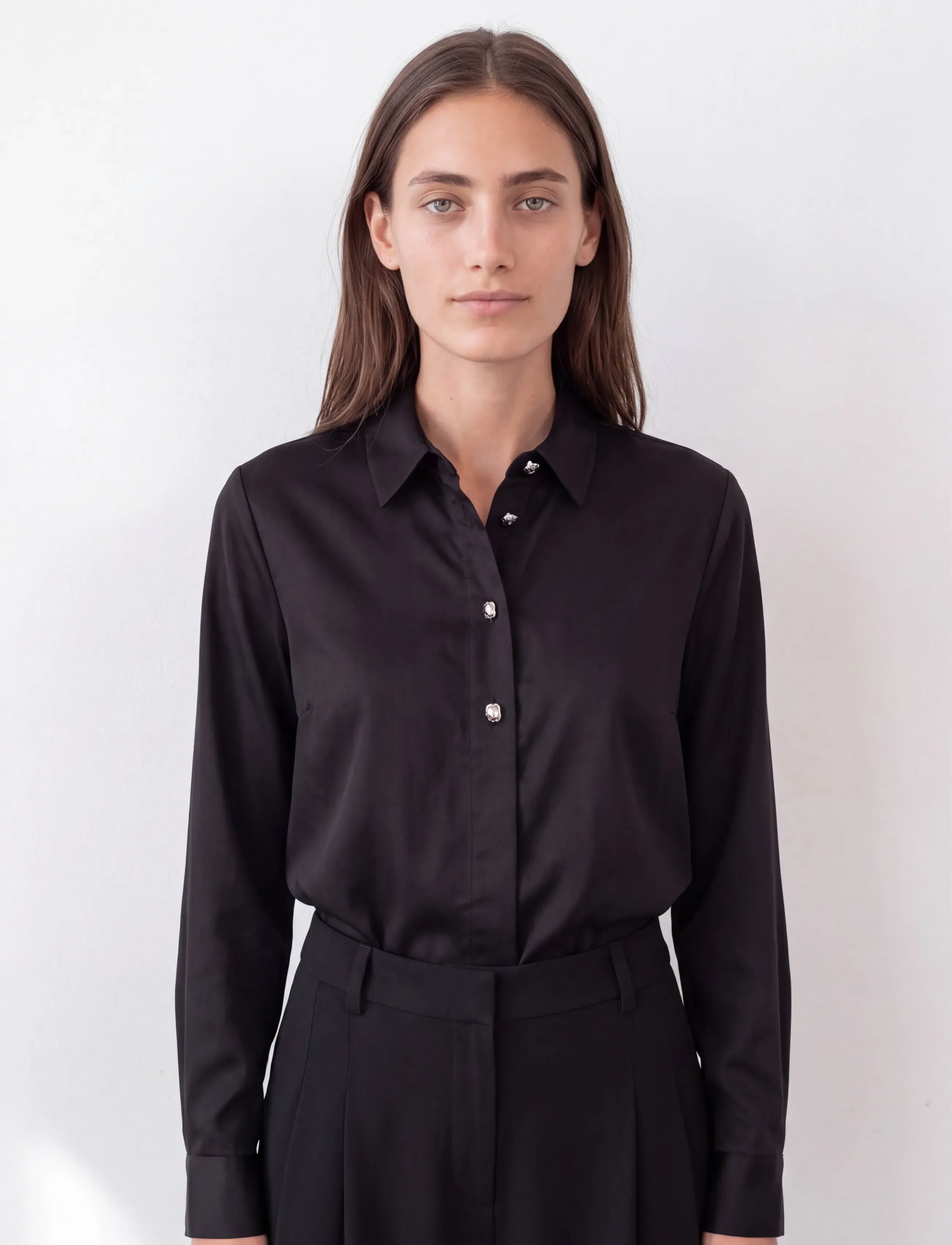 Levete Room - LR-ISLA SOLID - long-sleeved shirts - 9999 black - 0