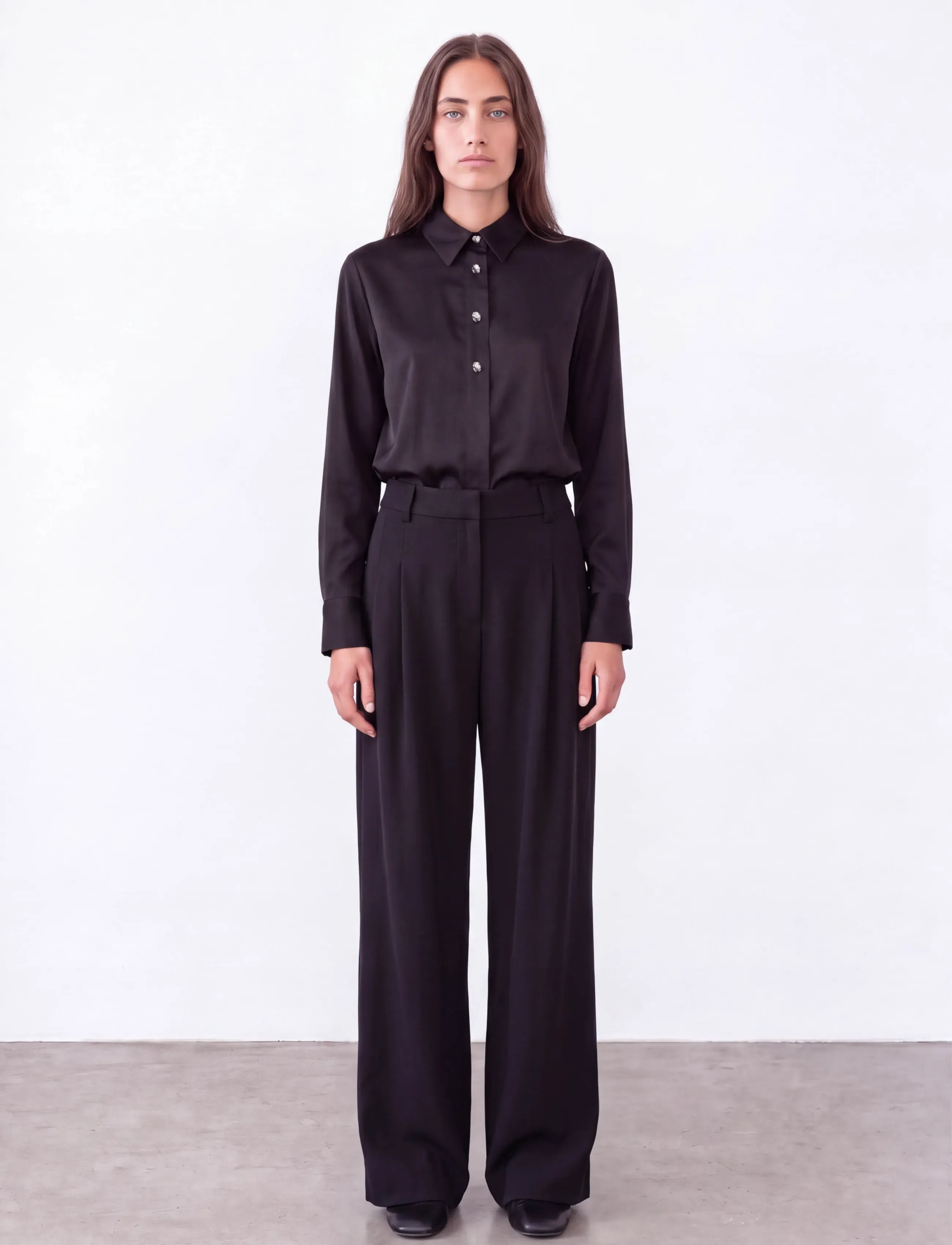 Levete Room - LR-ISLA SOLID - long-sleeved shirts - 9999 black - 3
