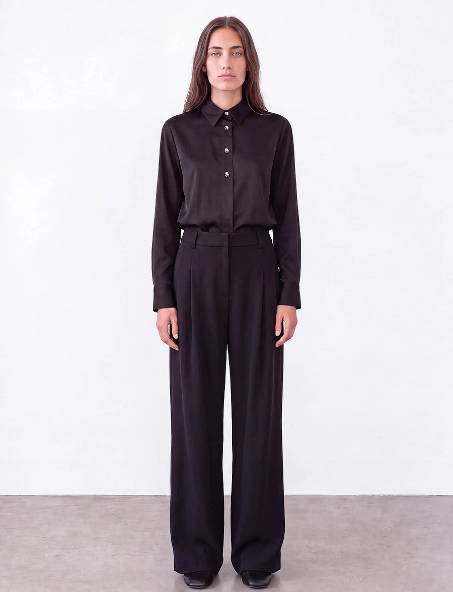 Levete Room - LR-ISLA SOLID - long-sleeved shirts - 9999 black - 3