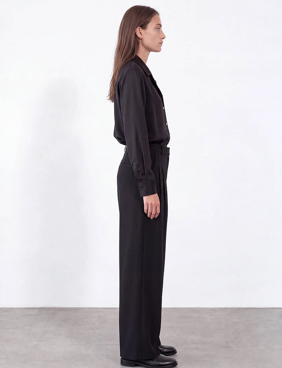 Levete Room - LR-ISLA SOLID - long-sleeved shirts - 9999 black - 4