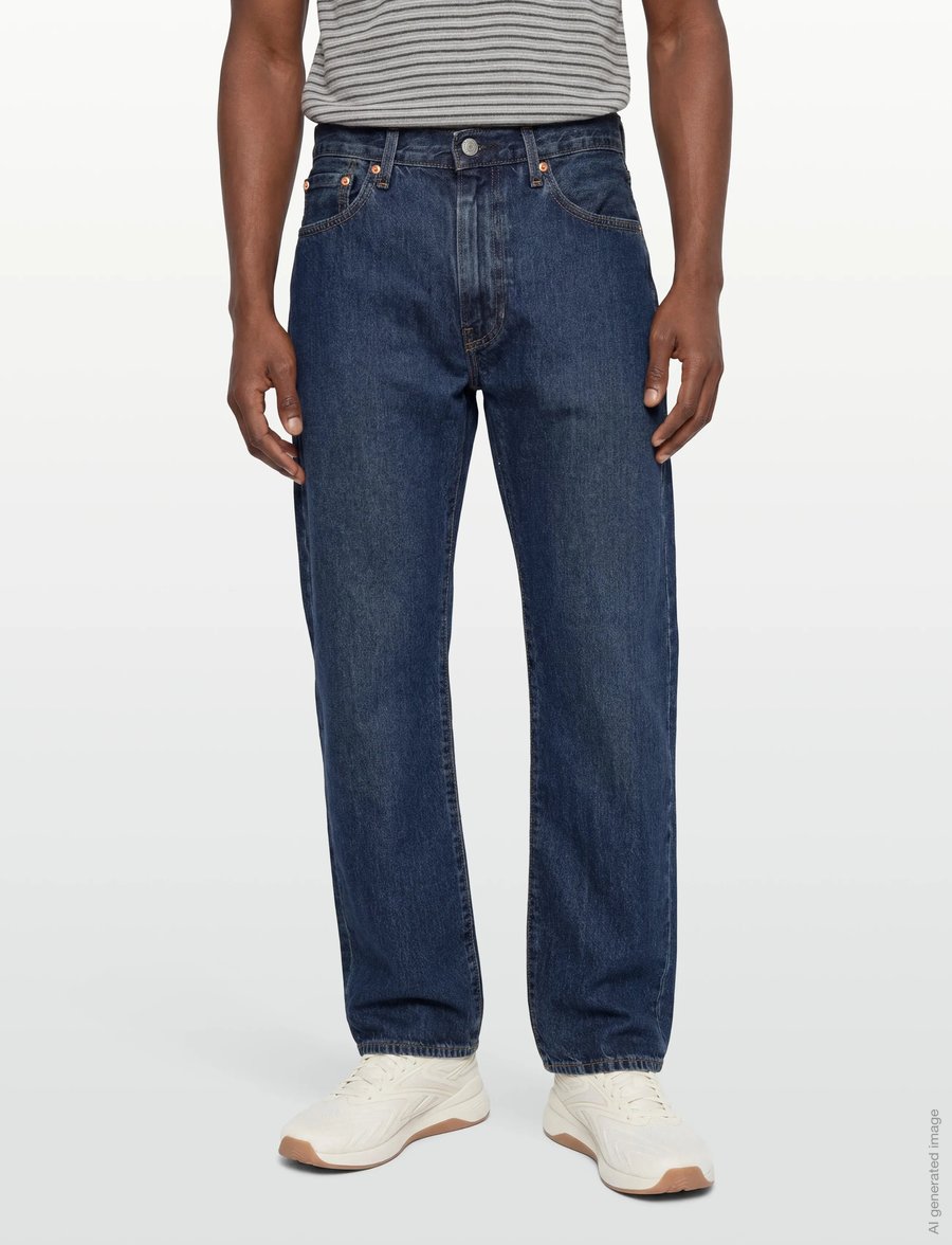 Levi's® - 555 RELAXED STRAIGHT CHECK THE - tavalised teksad - dark indigo - worn in - 3