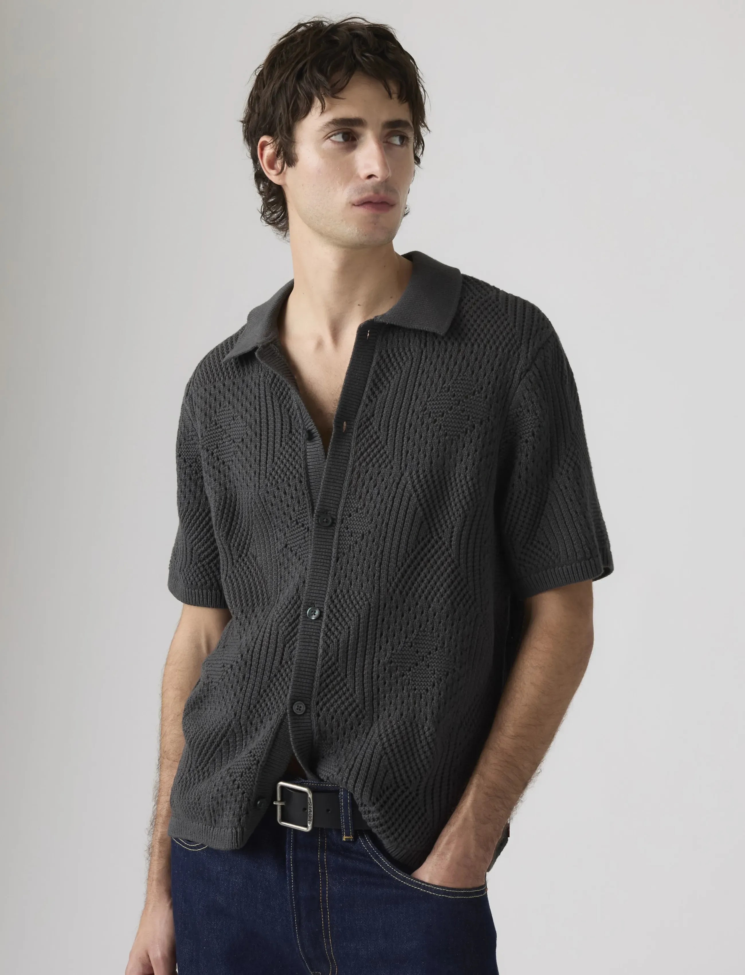 Levi's® SWEATER CAMP SHIRT DARK PHANTO - Urlaubsfavoriten - BLACKS / black