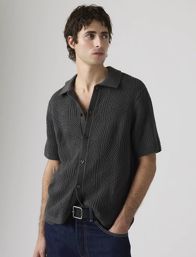 Levi's® - SWEATER CAMP SHIRT DARK PHANTO - gestrickte polohemden - blacks - 0