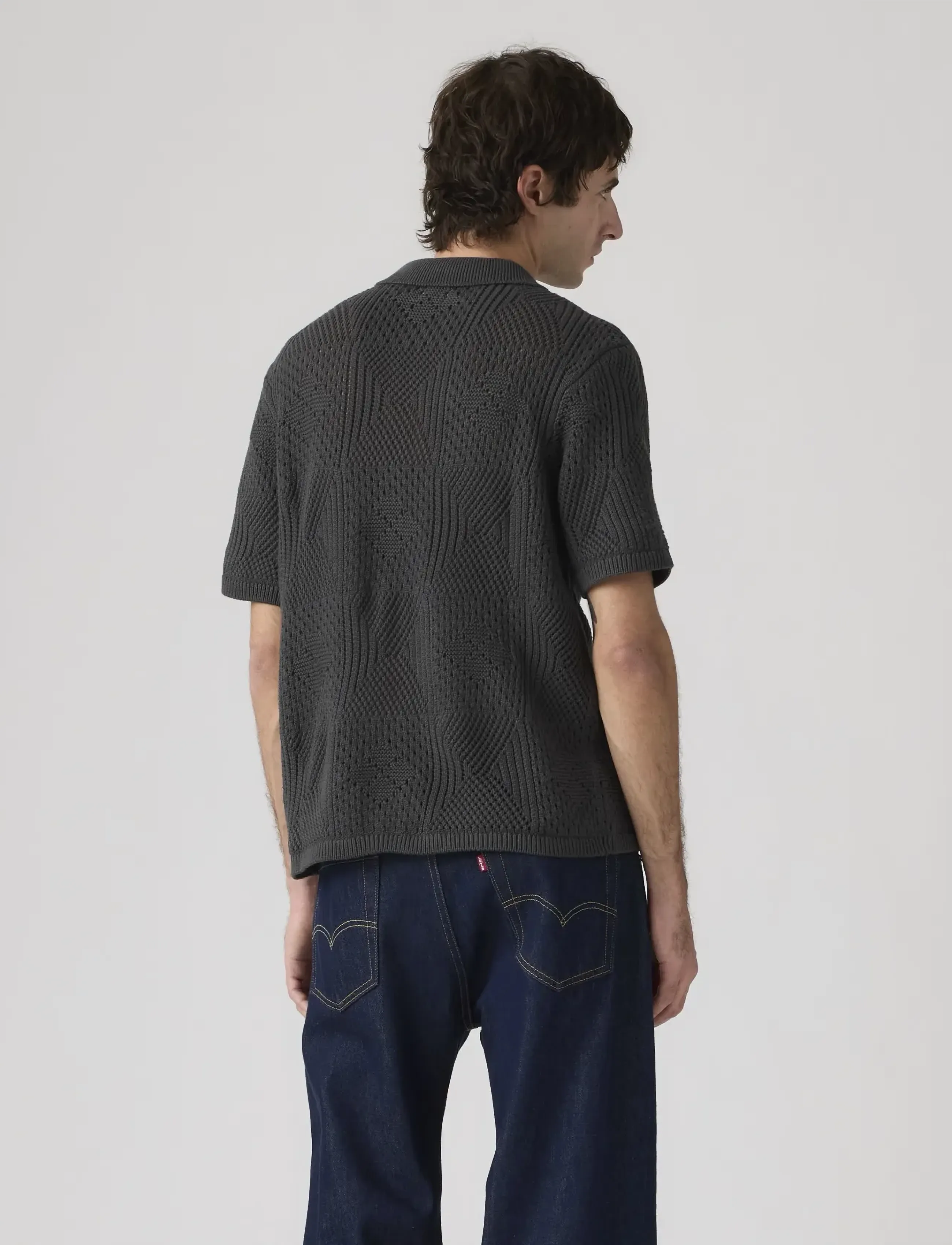 Levi's® - SWEATER CAMP SHIRT DARK PHANTO - stickade pikéer - blacks - 3