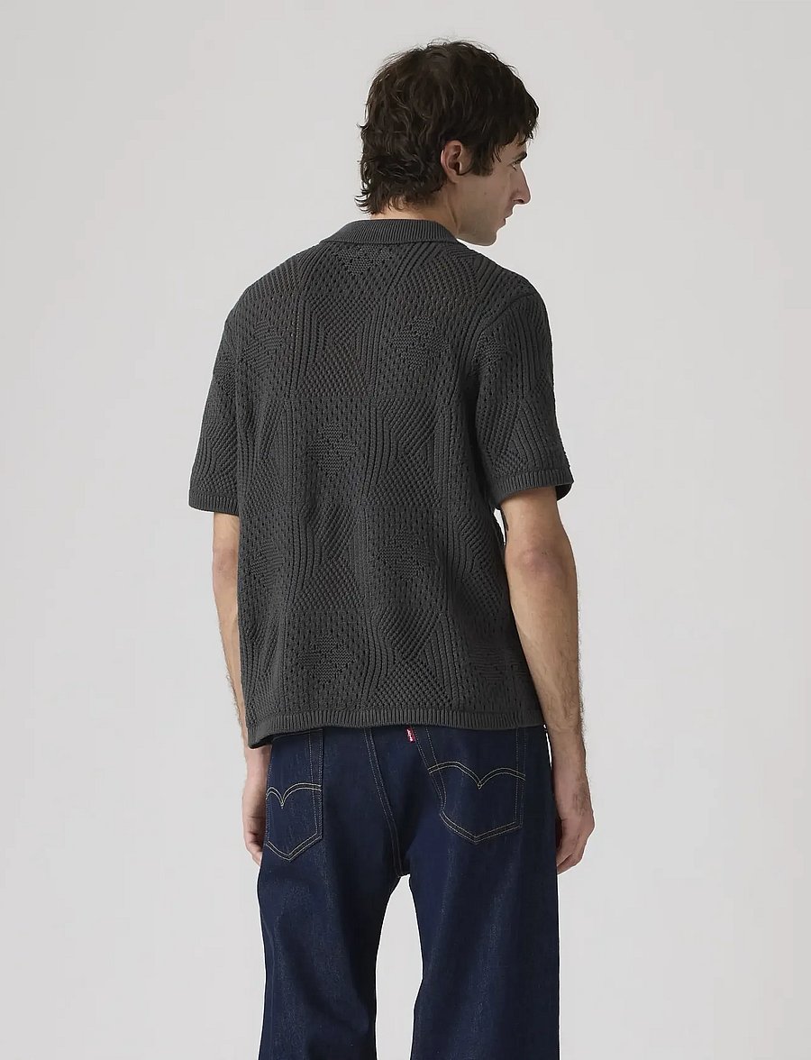 Levi's® - SWEATER CAMP SHIRT DARK PHANTO - gestrickte polohemden - blacks - 3