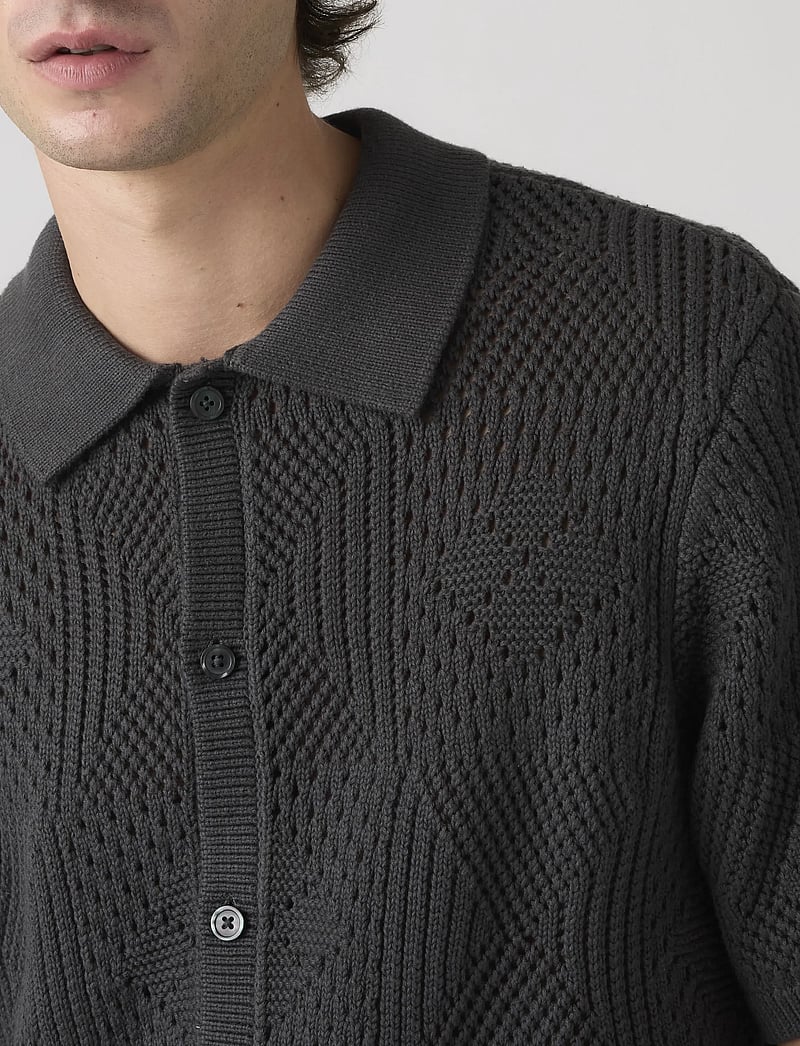 Levi's® - SWEATER CAMP SHIRT DARK PHANTO - gestrickte polohemden - blacks - 4