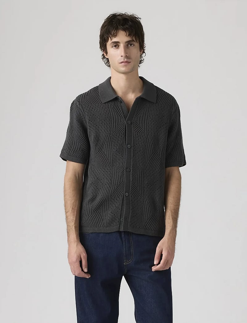 Levi's® - SWEATER CAMP SHIRT DARK PHANTO - gestrickte polohemden - blacks - 5
