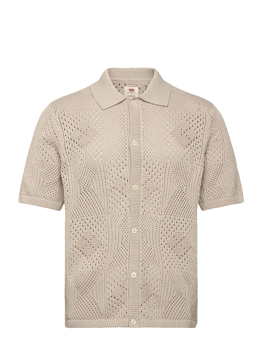 Levi's® - SWEATER CAMP SHIRT PUMICE STON - knitted polos - neutrals - 1