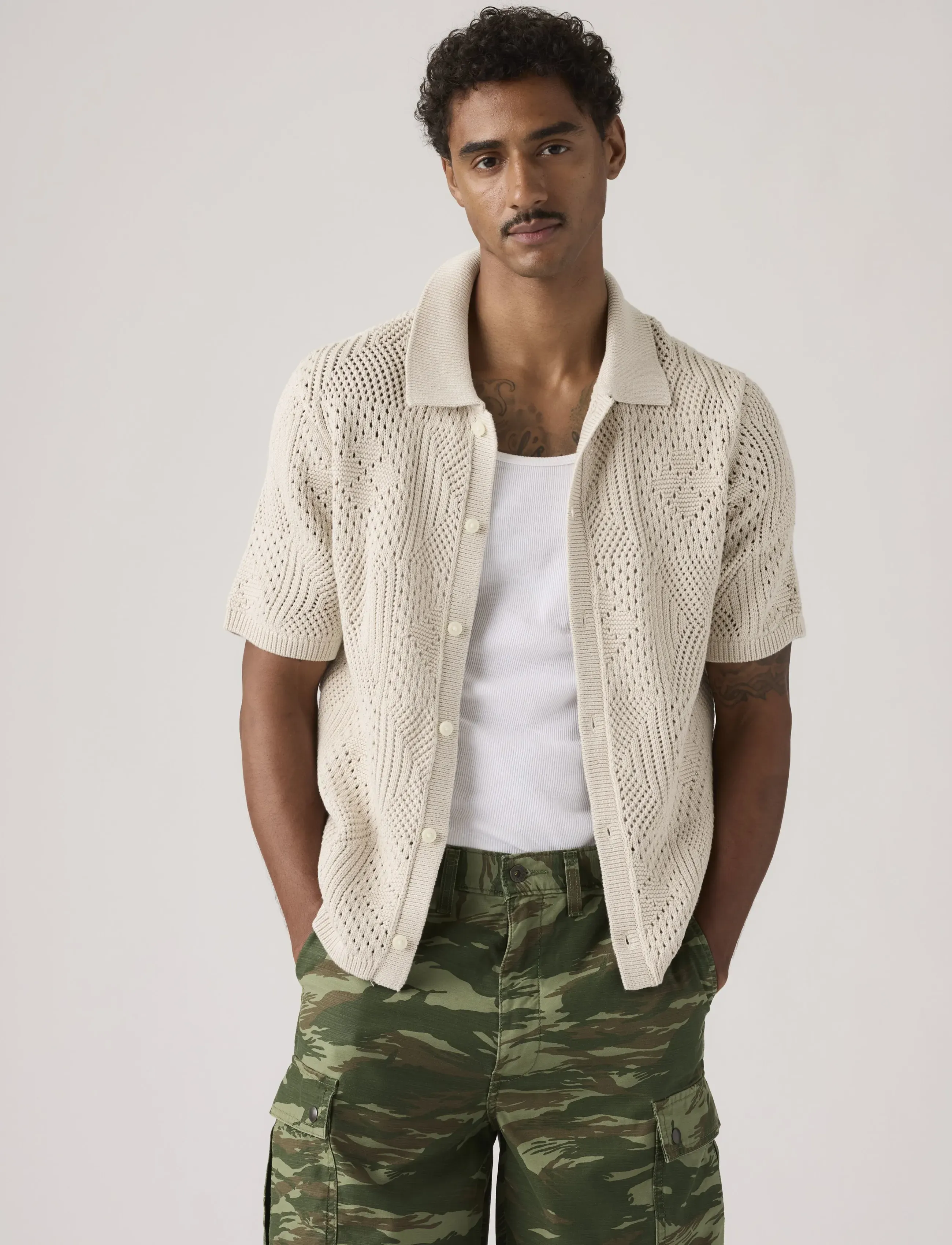 Levi's® SWEATER CAMP SHIRT PUMICE STON - Urlaubsfavoriten - NEUTRALS / beige