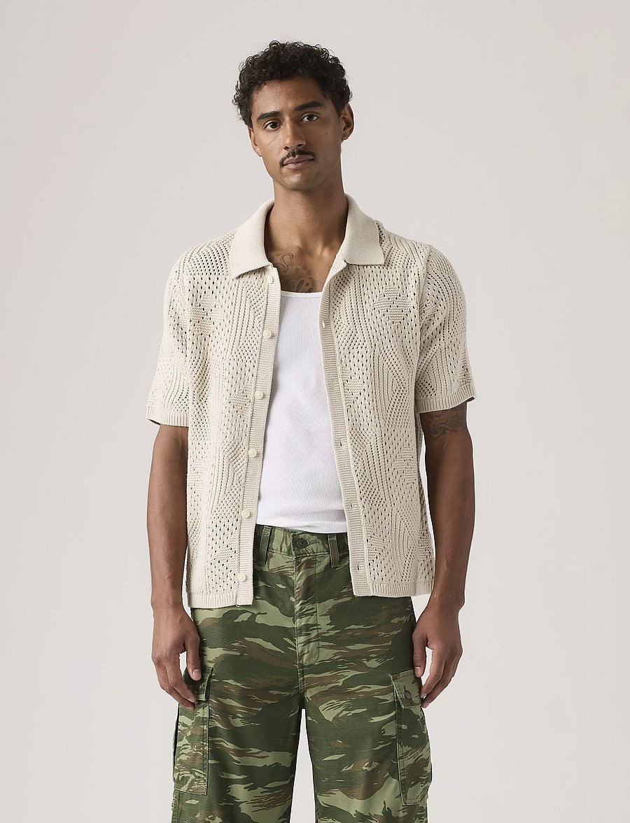 Levi's® - SWEATER CAMP SHIRT PUMICE STON - knitted polos - neutrals - 5