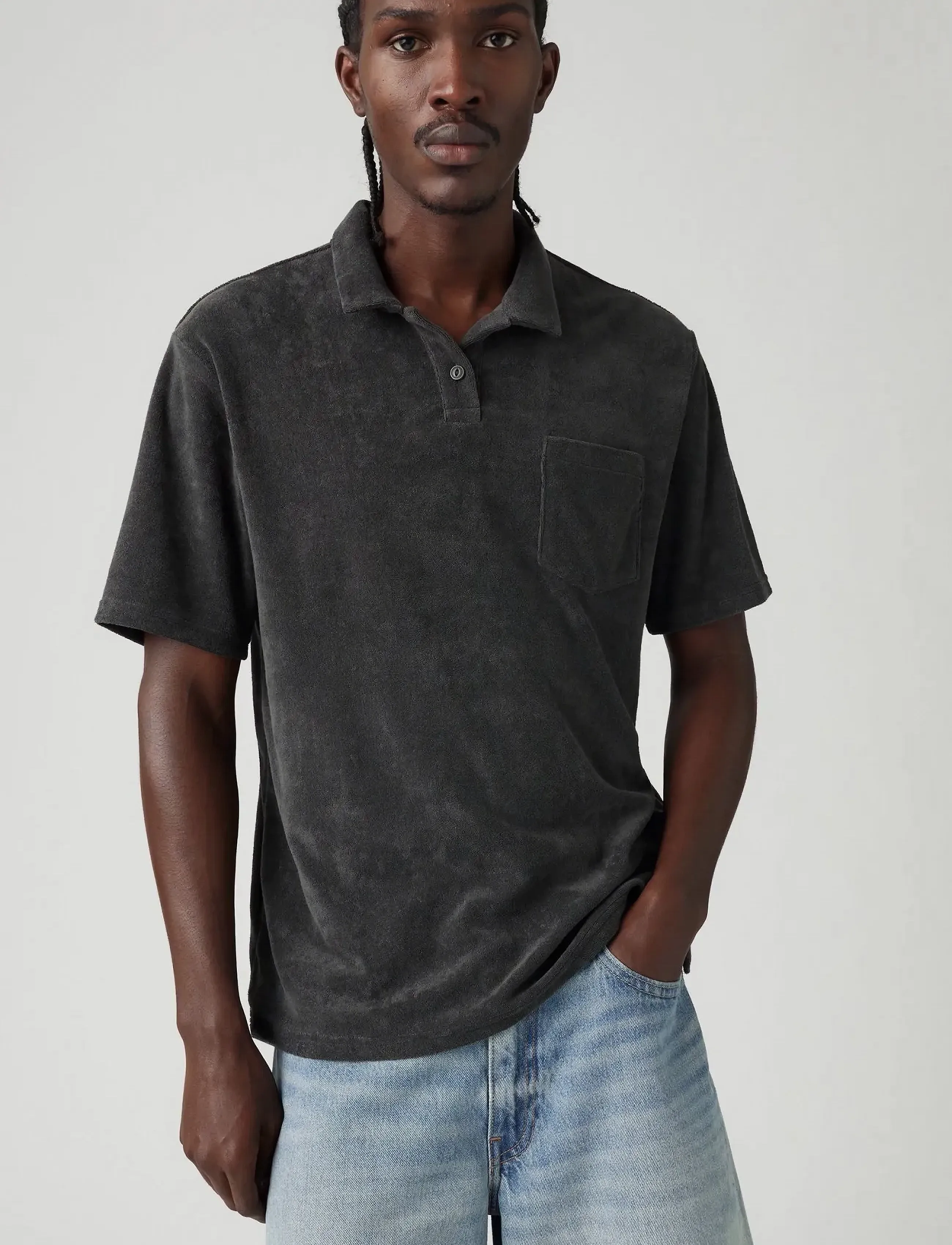 Levi's® TERRY POCKET POLO DARK PHANTOM - Poloer - BLACKS / black