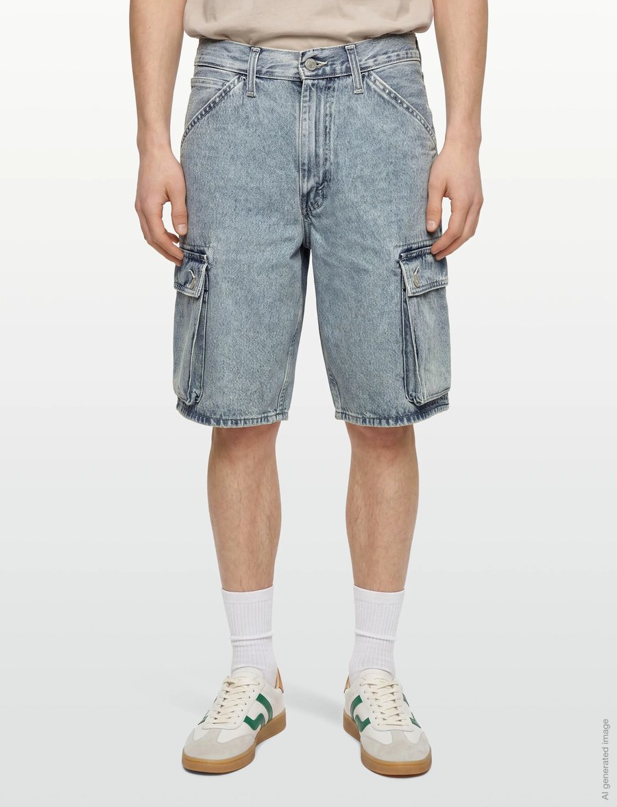 Levi's® - 478 BAGGY CARGO SHORTS MY POCK - cargoshorts - light indigo - worn in - 3