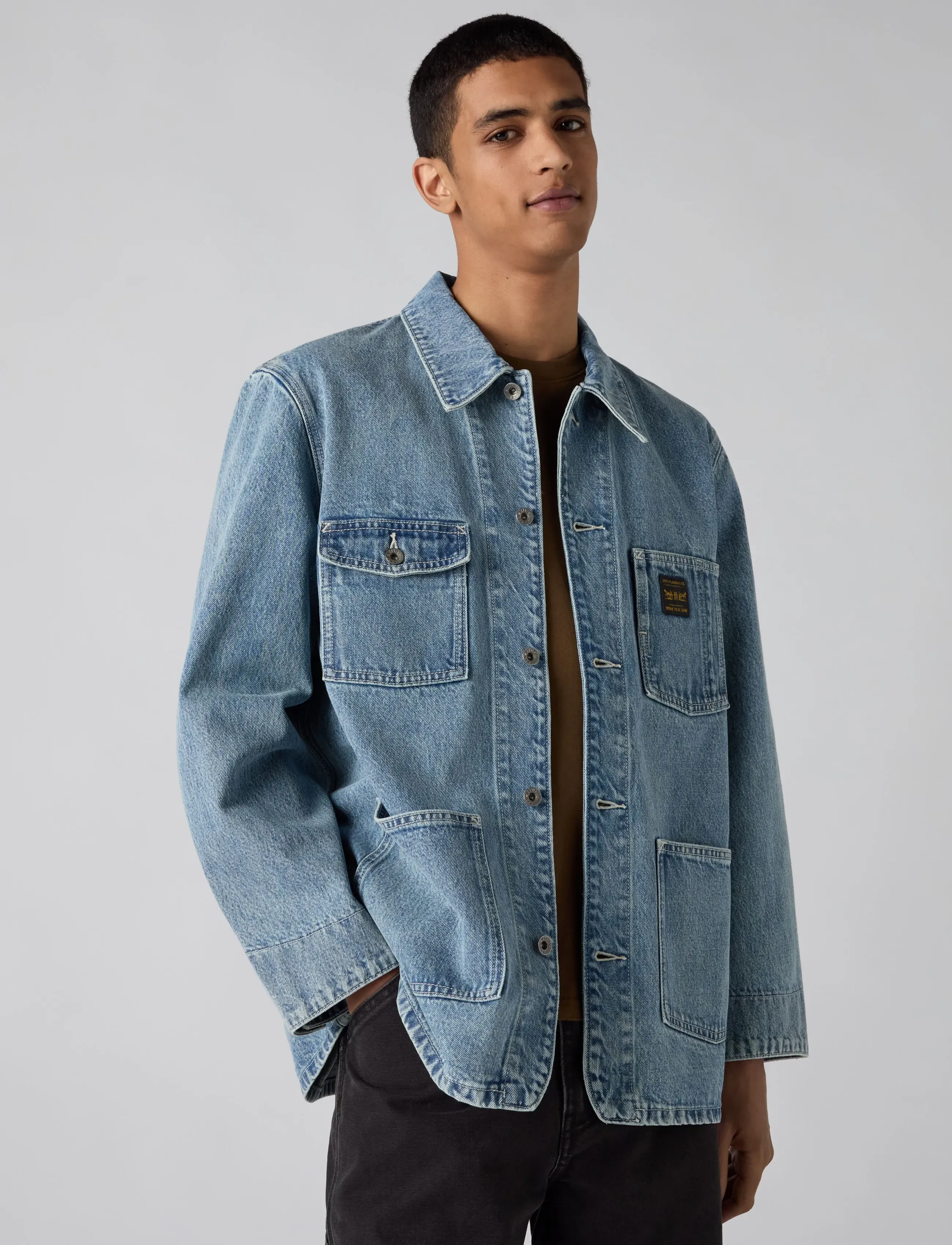 Levi's® BERKLEY CHORE COAT DUCK DIVING - Teksatagid - LIGHT INDIGO - WORN IN / blue
