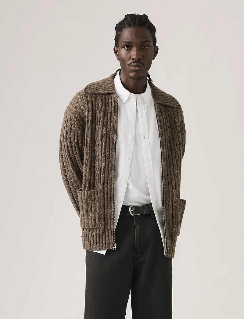 Levi's® - TELEGRAPH ZIP CARDIGAN WALNUT - full zip tröjor - neutrals - 0