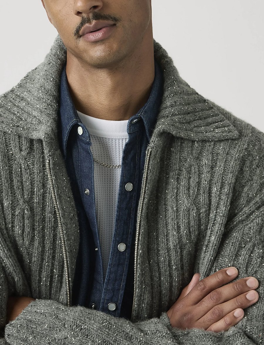 Levi's® - TELEGRAPH ZIP CARDIGAN QUARRY - pullover mit durchgehendem reißverschluss - neutrals - 4
