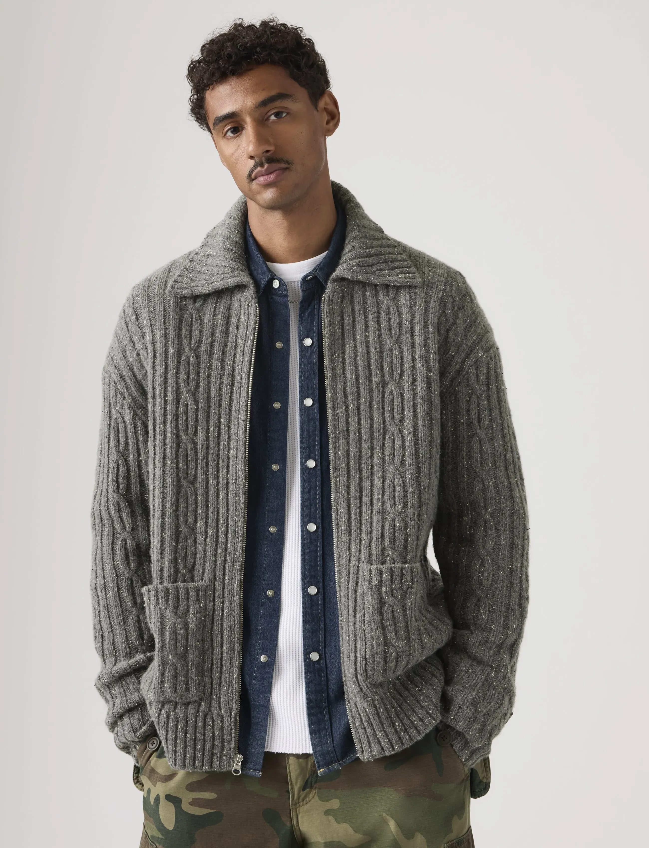 Levi's® - TELEGRAPH ZIP CARDIGAN QUARRY - pullover mit durchgehendem reißverschluss - neutrals - 5