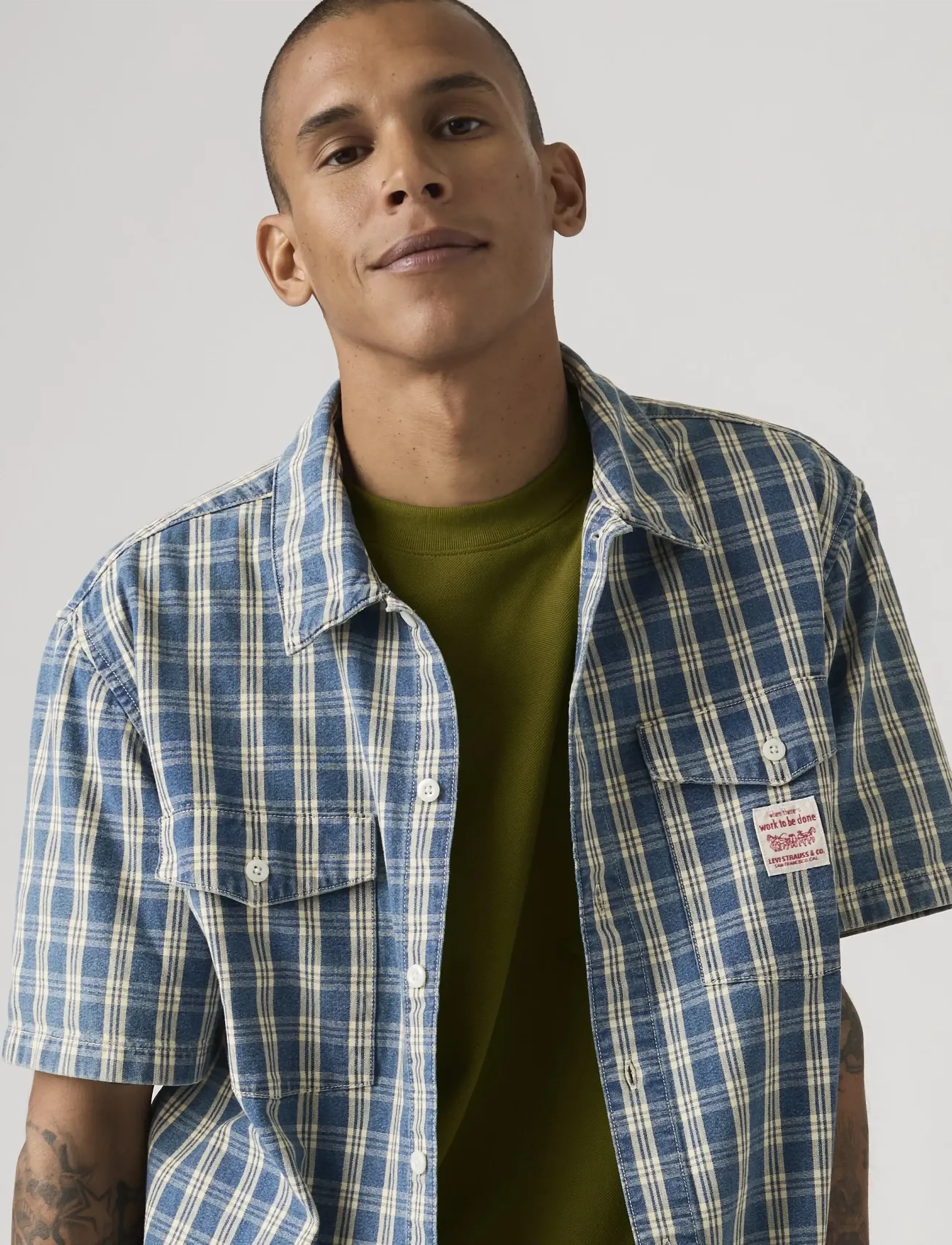 Levi's® - SS WORKER WW SUMMER CHECK SHIR - kortærmede skjorter - blues - 4