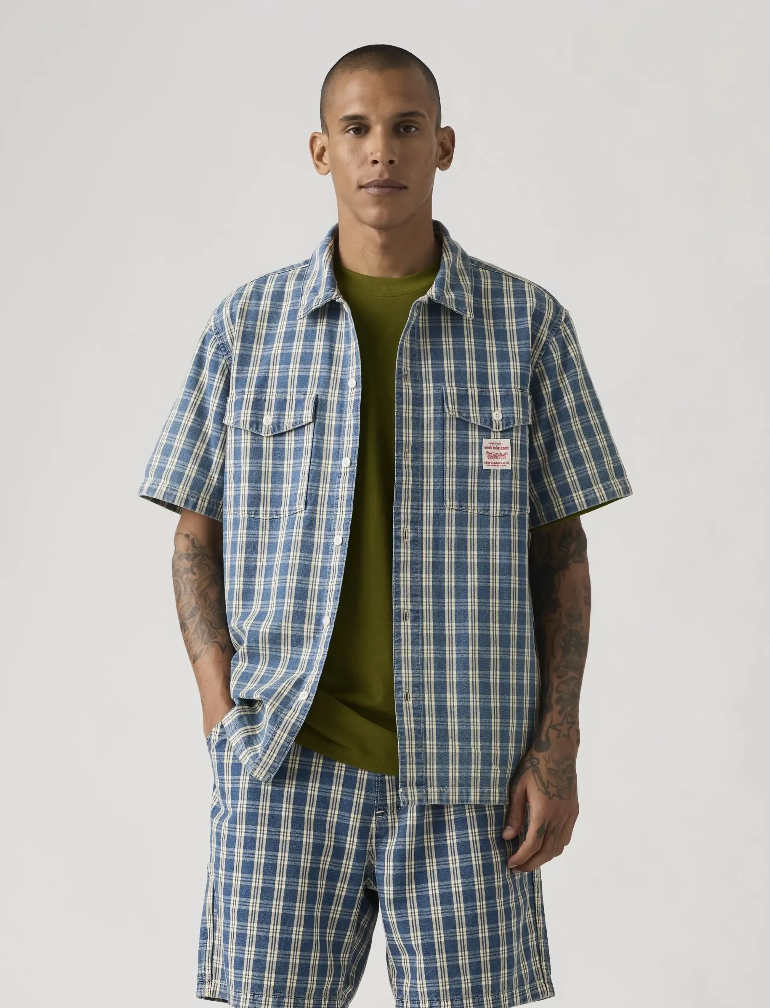 Levi's® - SS WORKER WW SUMMER CHECK SHIR - kortærmede skjorter - blues - 5