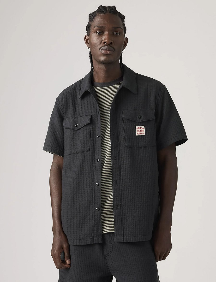 Levi's® - SS WORKER WW DARK PHANTOM DOBB - kortærmede skjorter - blacks - 0