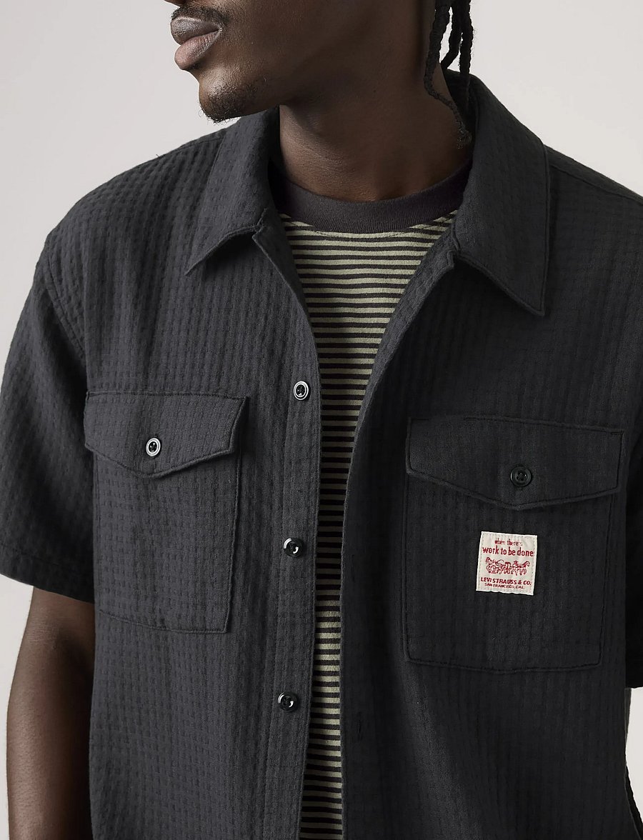 Levi's® - SS WORKER WW DARK PHANTOM DOBB - kortærmede skjorter - blacks - 4