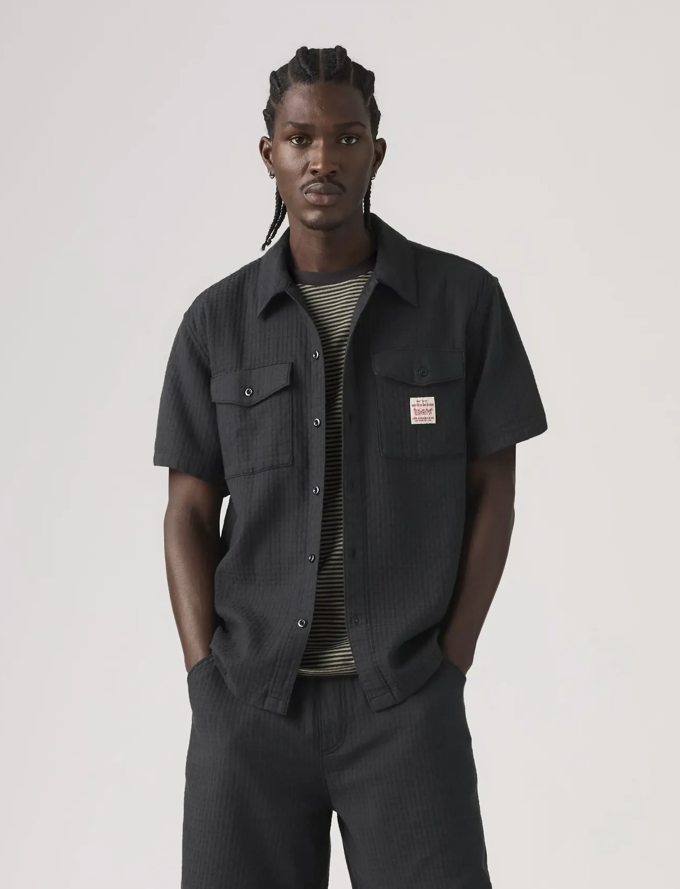 Levi's® - SS WORKER WW DARK PHANTOM DOBB - kortærmede skjorter - blacks - 5