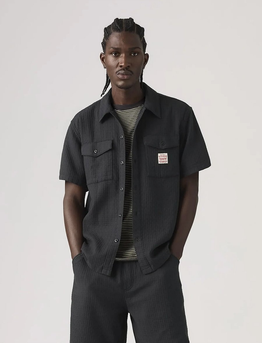 Levi's® - SS WORKER WW DARK PHANTOM DOBB - kortærmede skjorter - blacks - 5