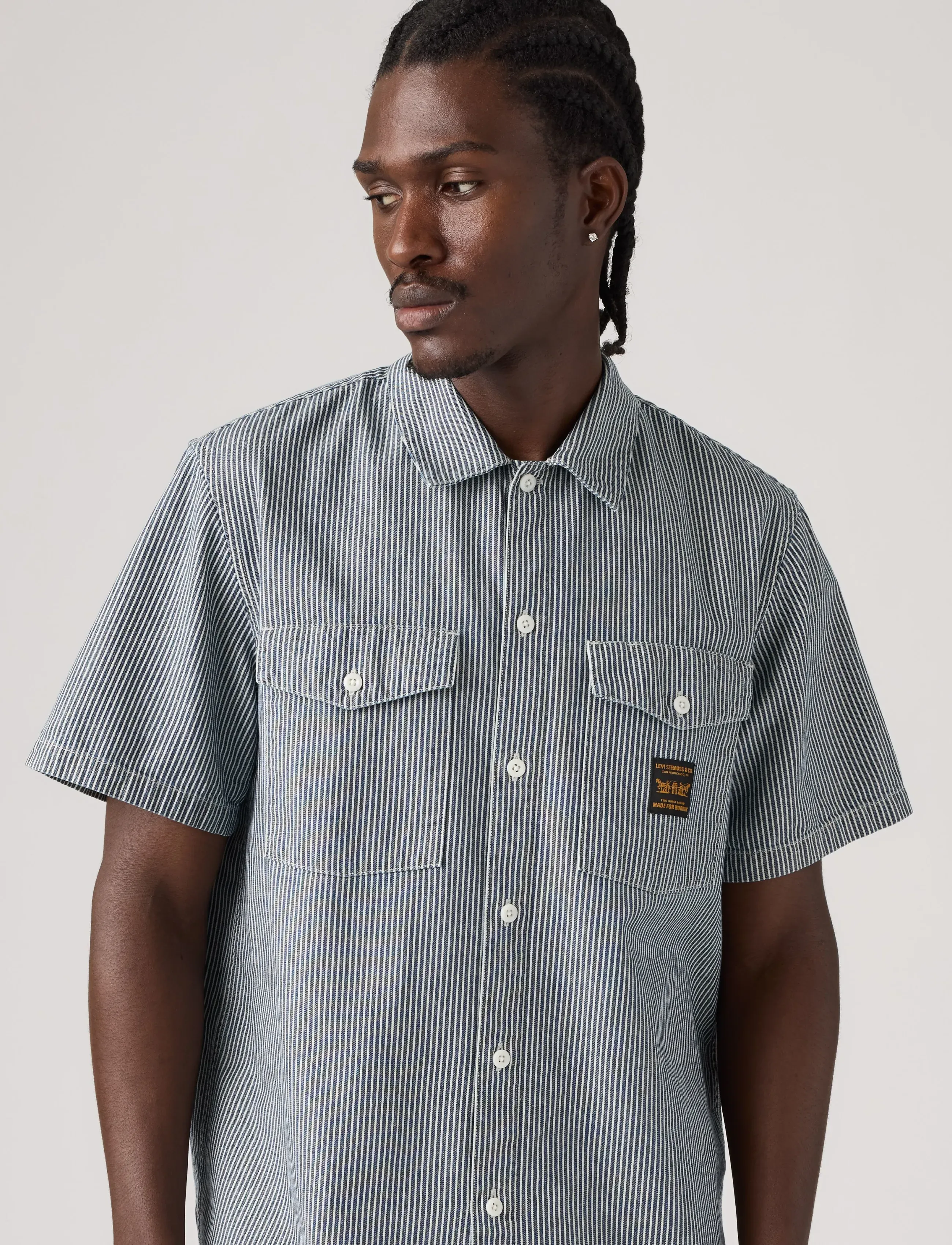 Levi's® - SS WORKER WW WASHINGTON STRIPE - flanellskjortor - dark indigo - flat finishw - 5