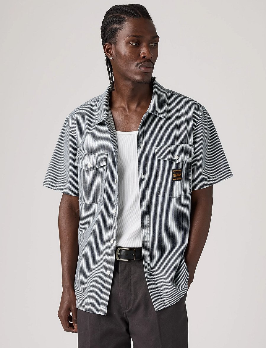 Levi's® - SS WORKER WW WASHINGTON STRIPE - denim overhemden - dark indigo - flat finish - 0