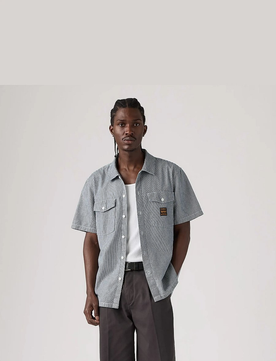 Levi's® - SS WORKER WW WASHINGTON STRIPE - denim overhemden - dark indigo - flat finish - 3