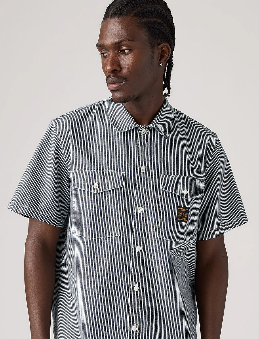 Levi's® - SS WORKER WW WASHINGTON STRIPE - denim overhemden - dark indigo - flat finish - 5